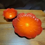 2 Grasslands Road Ceramic Red Orange Poppy Flower Shaped Bowls Plate Charc. Fixed Price $25.00.