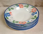 (6) Mikasa Intaglio Country Poppies Rimmed Soup Bowl 9 3/8". Fixed Price $50.00.