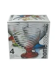 Set Of 4 Home Essentials Dessert Bowls Footed Swirled Glass Colorful New In Box. Fixed Price $24.98.