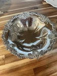 Wallace Silverplate Ornate Bowl Decorative Floral Rim POST-1940 Centerpiece. Fixed Price $70.00.