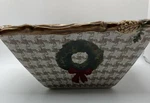 St. Nicholas Square Snow Valley Pattern Bowl Dish 6INCH Holiday Pinecone Wreath. Fixed Price $29.95.