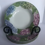 Vintage American Atelier Hydrangea Flat Rimmed Soup Bowl 8.5 Porcelain Set Of 4. Fixed Price $39.97.