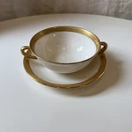 Lenox Lowell Cream Soup Bowls & Saucers Gold Encrusted P67 Usa, 12 Avail. Fixed Price $39.99.