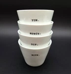 The Cellar Berry Bowls Set Of 4 White Ceramic Yum Munch Dip Bite 3.25" Tall. Fixed Price $39.99.