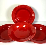 Rimmed Soup Bowls Scarlet Red Fiestaware Salad Pasta Set 4 Usa Nos. Fixed Price $125.00.