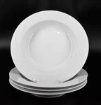 New Mikasa Classic Flair White Porcelain K1991 Rimmed Soup Bowls Set Of 4. Fixed Price $28.95.