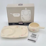 Pfaltzgraff Tea Rose Snack Set Sandwich Platter Tray Handle Soup Bowl Cup Rare. Fixed Price $89.00.