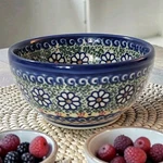 Unikat Polish Pottery Dessert/ice Cream Bowl Blue Flowers Floral 4.25"W Signed. Fixed Price $24.99.