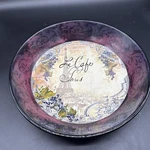 Certified International Cafe Paris 13" Pasta Salad Serving Bowl, Purple Rim. Fixed Price $28.00.