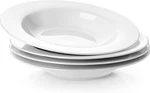 Soup Bowls Pasta Set Of 4 White Shallow Plates Porcelain Rimmed 8 Inches. Fixed Price $36.01.