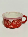 Temptations Lace Floral Red Ceramic Soup Bowl 5.5" Oven Microwave Safe. Fixed Price $18.50.