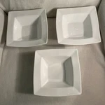 10 Strawberry Street White Square Porcelain Cereal Soup Bowls W/ Wide Rim Set 3. Fixed Price $38.00.