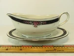 Noritake China Etienne 7260 Gravy Bowl With Underplate X 5 3/8 Inch. Fixed Price $22.00.