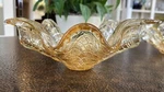 Vtg 1980S Art Glass Bowl Hand Made Yellow Gold Sparkle Diamond Pattern 12" Italy. Fixed Price $22.75.