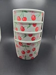 C+c California Melamine Ice Cream/ Dessert Bowls Set Of 4 Cherries On Mint. Fixed Price $25.59.