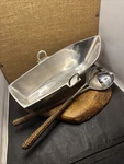 Vintage Godinger Silver Row Boat Salad Bowl Serving Set (t). Fixed Price $45.00.