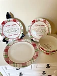 Lot Of 6 Royal Norfolk Christmas Plaid Wonderful Time Plates & Bowls Holiday. Fixed Price $49.01.