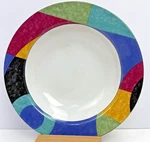 Mikasa Currents HG296 Rimmed Soup Bowl 8.5" Multicolor 1993 2004 Discontinued. Fixed Price $21.99.