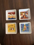 Pottery Barn" The Dance "4 Square Decorative Ceramic Dish Bowls. Fixed Price $18.99.