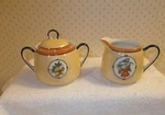Vintage Germany K & China Set Creamer, Sugar Bowl Porcelain Tan Luster W/fruit. Fixed Price $14.70.