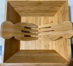 Benevolence Bamboo Salad Bowl BV-580 With Hands. Fixed Price $25.00.
