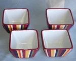 Set Of 4 Pampered Chef " Square Stripes Condiment Bowls Simple Additions. Fixed Price $39.50.