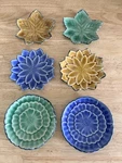 Vtg Kotobuki Crackle Glaze 5" Teabag Plates Coasters Set Of 6 With Box Japan. Fixed Price $38.00.
