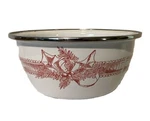 Golden Rabbit Enamelware Red Winter Scene Salad Soup Bowl Michael Sparks Set 4. Fixed Price $48.00.