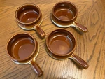 Chef's Set Of 4 Stoneware French Onion Soup Bowls 18 Ounce W/ Handles. Fixed Price $34.00.
