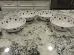 Pampered Chef Simple Additions Stoneware Polka Dots 6" Cereal Bowls Set Of 4. Fixed Price $35.99.