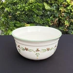 Vtg Special Place Stoneware Serving Bowl Large Embossed Floral Vine Green RIM10". Fixed Price $33.99.