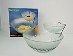 Vintage Pasari Glass 3 Pc Chip Dip Set Clear Sunflower Pattern New. Fixed Price $21.95.
