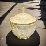 Vtg Lenox Ivory Dish Lid 24K Gold Trim Embossed Usa Elegant Trinket Candy Bowl. Fixed Price $49.50.