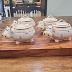Temp-tations Old World Cow Soup Bowls W/ Lids Set Of 4 16 Oz Oven Safe. Fixed Price $25.00.