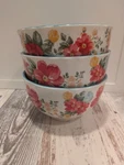 Set Of 3 Pioneer Woman Vintage Floral 6" Footed Bowl Cereal Soup Stoneware. Fixed Price $25.00.