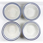 Buffalo Blue Speckled Stripe Rim Restaurant Berry/dessert Bowls 4.75 Vtg Set. Fixed Price $27.55.