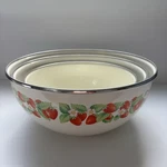 Vtg Kobe Kitchen Enamel Strawberry Nesting Mixing Bowls Set Of 3 Japan Excellent. Fixed Price $39.99.