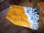 Seashell - Italian Olive Wood & Resin Art Charcuterie Board With Handles. Fixed Price $49.95.