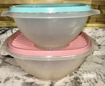 Lot Of Vintage Tupperware Servalier Square Storage Bowls With Lids 836-7 & 838-8. Fixed Price $14.99.