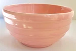 Vtg Pink Pottery Bowl Ridges Rims Handmade Shabby Chic Farm Kitchen Decor Mcm. Fixed Price $23.99.