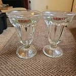 2 Vtg Hersheys Ribbed Tulip Glass Sundae Cups Clear 5.75X 4". Fixed Price $12.99.