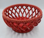 Espana Bread Basket Bowl Lattice Woven Red Ceramic Lifestyle Large 10". Fixed Price $33.00.
