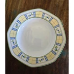 Studio Nova Gingham Blue Y0064 Rimmed Soup Bowl Octagonal Plaid Berry 9.25IN. Fixed Price $13.00.