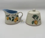New Spectrum Designz Braxton Lemons Sugar Bowl W/ Lid & Creamer Pot Fruit 3.5X3. Fixed Price $45.00.