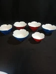Set Of 6 Bowls Rice Lotus Tulip Red Blue Japan. Fixed Price $45.00.