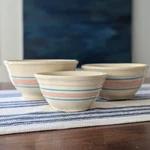 Set Of 3 Vintage 1970S Mccoy Nesting Bowls Pink Blue Stiped Pastel 6 8" Nice!. Fixed Price $149.00.