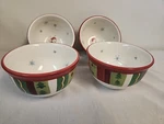 4 Tabletops Winterland Fruit Dessert Bowls Red/green Stars Snowman. Fixed Price $21.95.