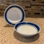 Mainstays Casual Banded Cobalt White Soup Cereal Bowl 6 3/8 Stoneware Set 2. Fixed Price $13.49.
