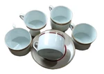 Mikasa Grandeur Taupe LAD04 5 Caps & Saucers 6". Fixed Price $20.00.