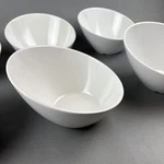 Carlisle Melamine Angled Display Salad Bowls White 8" Diameter Set Of 6 Euc. Fixed Price $29.99.